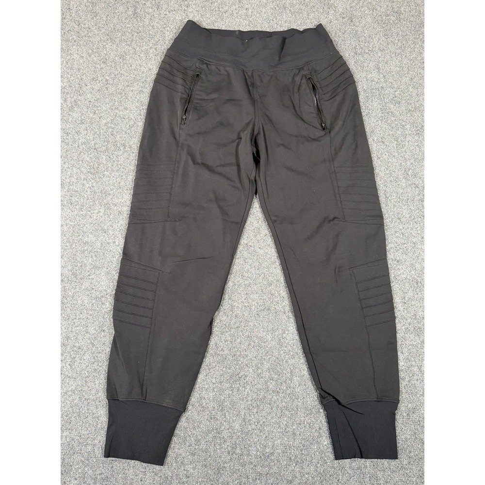 Athleta Venice Moto Jogger Pants Womens Medium Black Athleisure Yoga Travel